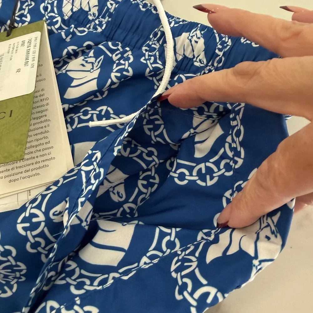Gucci Men’s Equestrian Print Swim Trunks